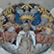 Clave de bóveda con un relieve policromado de la Coronación de la Virgen